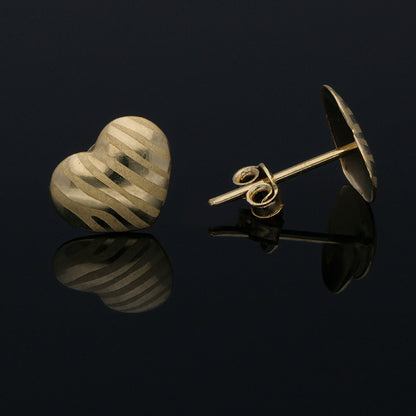 Gold Heart Shaped Stud Earrings 18KT - FKJERN18KU3020