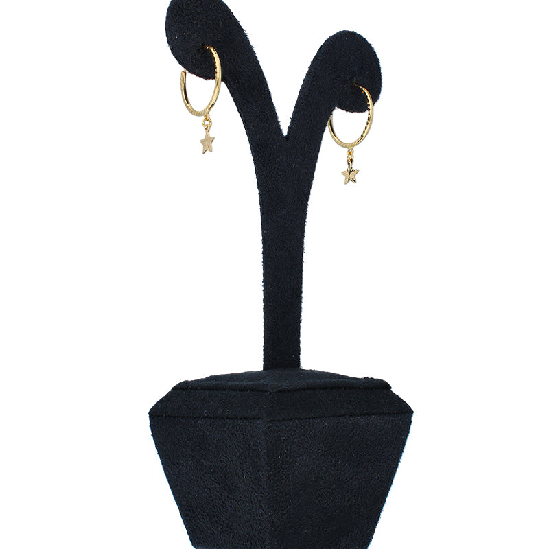 Gold Hanging Stars Hoop Earrings 18KT - FKJERN18KU3026