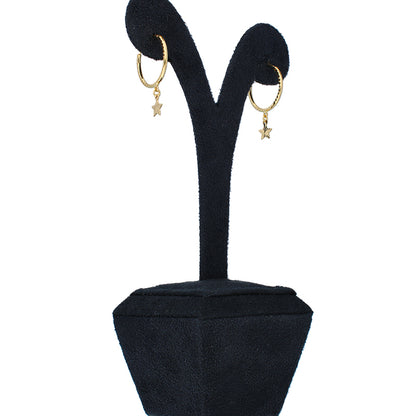 Gold Hanging Stars Hoop Earrings 18KT - FKJERN18KU3026