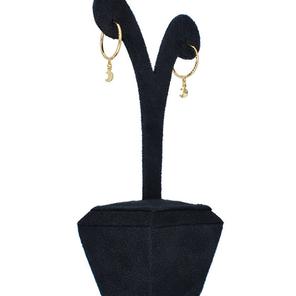 Gold Hanging Moon Slice Hoop Earrings 18KT - FKJERN18KU3024
