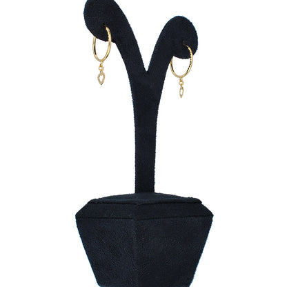 Gold Hanging Heart Hoop Earrings 18KT - FKJERN18KU3025