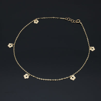 Gold Hanging Flowers Anklet 18KT - FKJANKL18KU5004