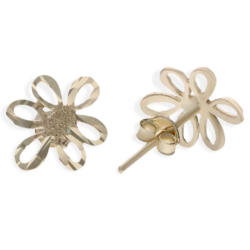 Gold Flower Stud Earrings 18KT - FKJERN18KU3063