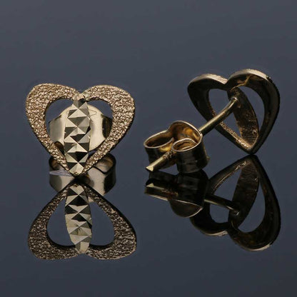 Gold Heart Stud Earrings 18KT - FKJERN18KU3067