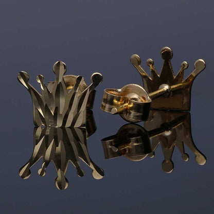 Gold Crown Stud Earrings 18KT - FKJERN18KU3060
