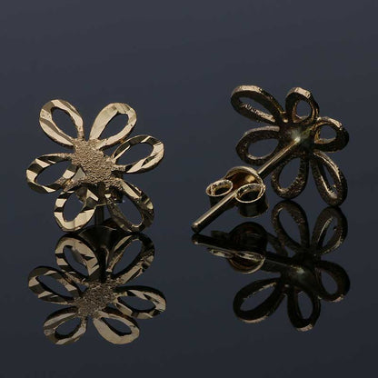 Gold Flower Stud Earrings 18KT - FKJERN18KU3063