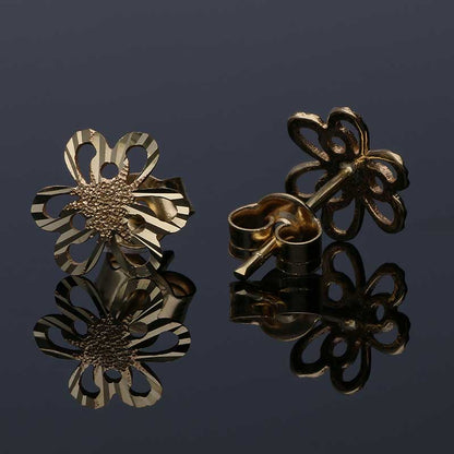 Gold Flower Stud Earrings 18KT - FKJERN18KU3068