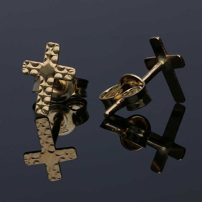 Gold Cross Stud Earrings 18KT - FKJERN18KU3059