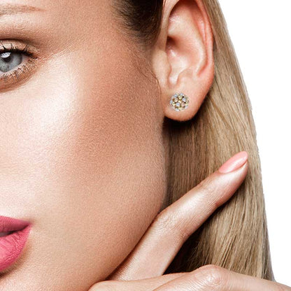 Trio Tone Gold Ball Stud Earrings 18KT - FKJERN18KU3081