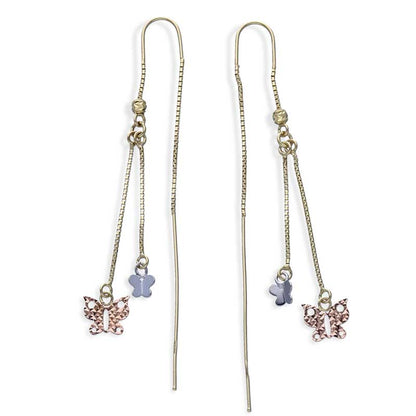 Trio Tone Gold Twin Butterfly Tic Tac Earrings 18KT - FKJERN18KU3078