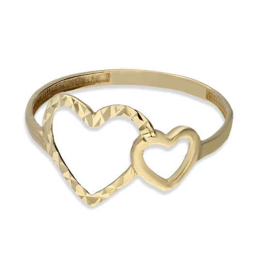 Gold Twin Heart Shaped Ring 18KT - FKJRN18KU2027