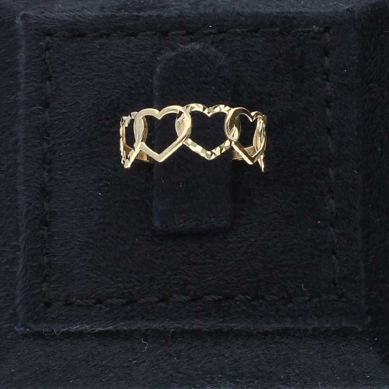 Gold Hearts Shaped Ring 18KT - FKJRN18KU2029