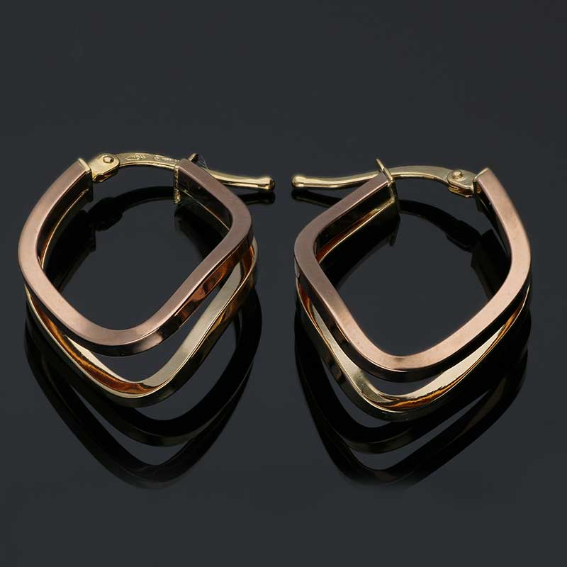 Dual Tone Gold Clip Earrings 18KT - FKJERN18KU3097