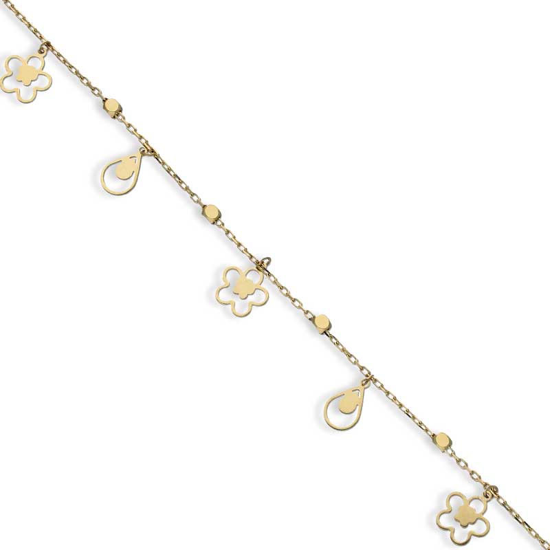 Gold Flower and Pear Shaped Bracelet 18KT - FKJBRL18KU1036