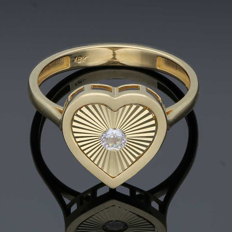 Gold Heart Shaped Ring 18KT - FKJRN18KU2094