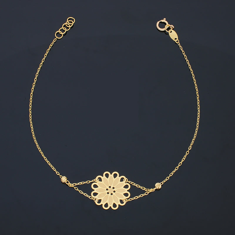 Gold Flower Bracelet 21KT - FKJBRL21KU1017