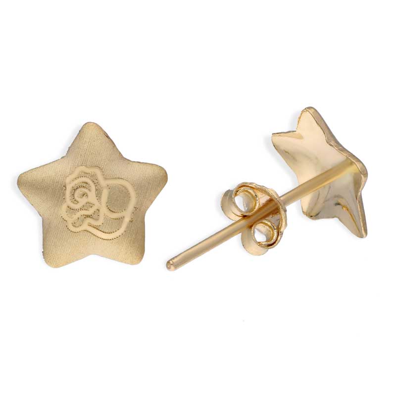 Gold Star Shaped Stud Earrings 18KT - FKJERN18KU3032