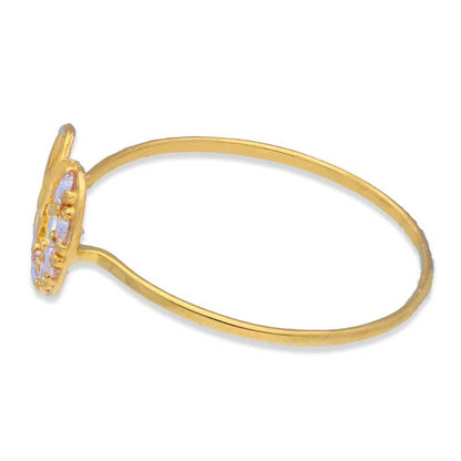 Gold Solitaire in Twisted Twin Hearts Shaped Ring 18KT - FKJRN18KU2006