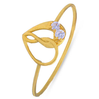 Gold Heart Shaped With Solitaire Ring 18KT - FKJRN18KU2007