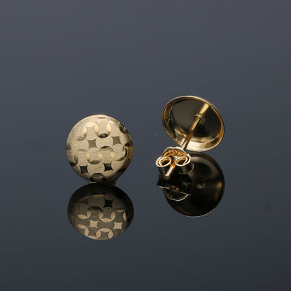 Gold Round Shaped Stud Earrings 18KT - FKJERN18KU3038