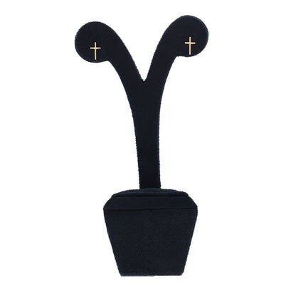 Gold Cross Shaped Stud Earrings 18KT - FKJERN18KU3046