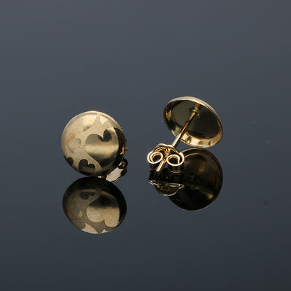 Gold Round Shaped Stud Earrings 18KT - FKJERN18KU3037
