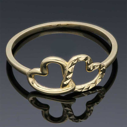 Gold Twin Hearts Ring 18KT - FKJRN18KU2103