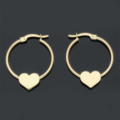 Gold Heart Shaped Clip on Hoop Earrings 18KT - FKJERN18KU3131