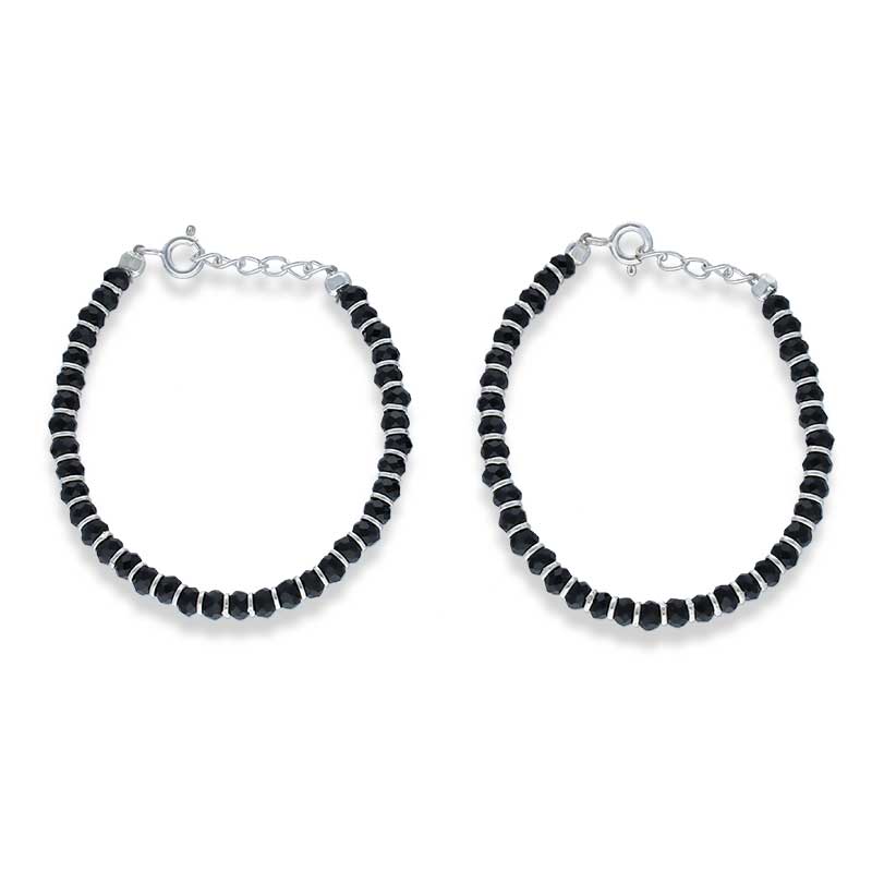 Sterling Silver 925 Black Beads Nazariya Baby Bracelet - FKJBRLSLU1117
