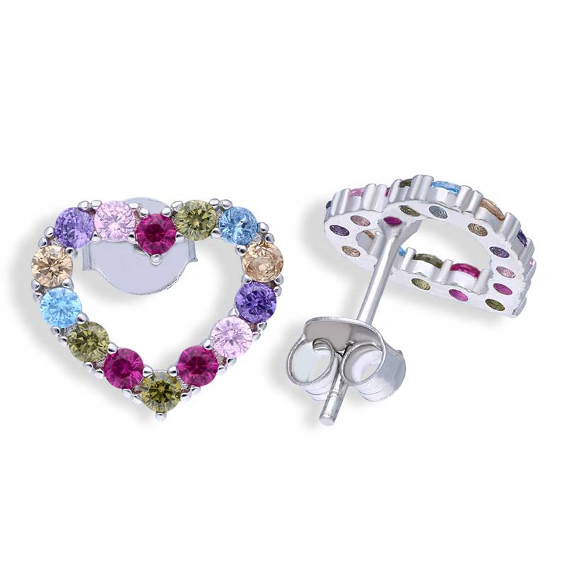 Sterling Silver 925 Heart Shaped Stud Earrings - FKJERNSLU3136