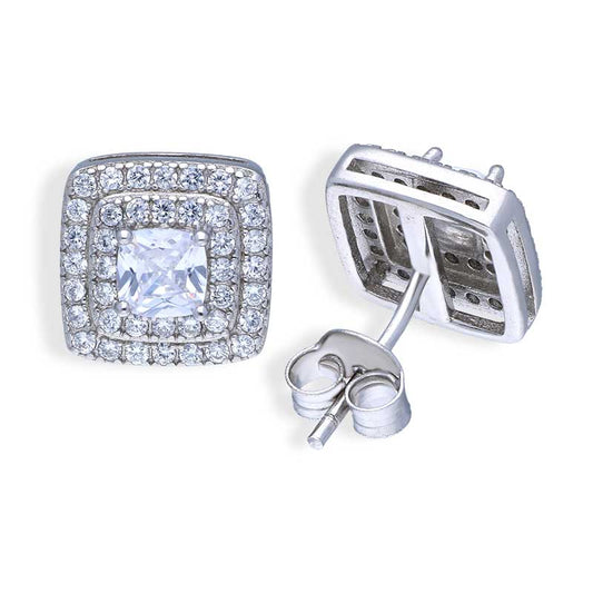 Sterling Silver 925 Solitaire Stud Earrings - FKJERNSLU3139