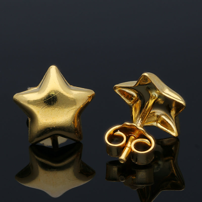 Gold Star Shaped Stud Earrings 21KT - FKJERN21KU6018