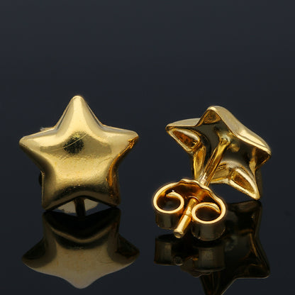 Gold Star Shaped Stud Earrings 21KT - FKJERN21KU6018