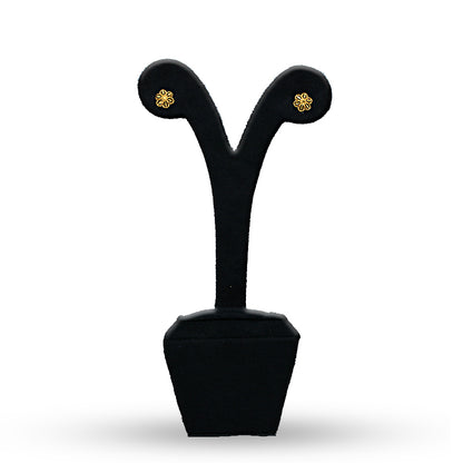 Gold Flower Shaped Stud Earrings 21KT - FKJERN21KU6011