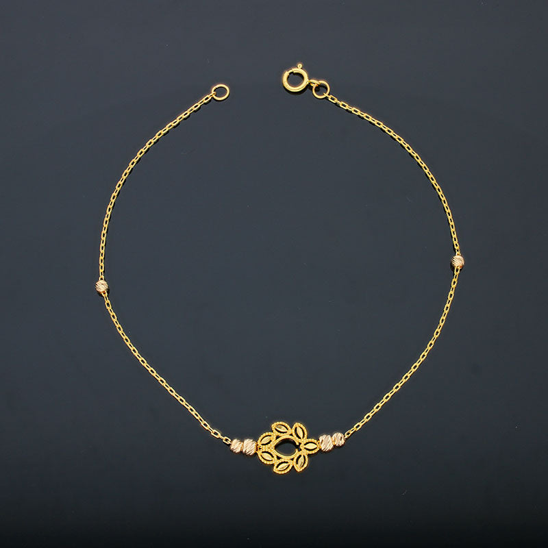 Gold Leaf Shaped Bracelet 21KT - FKJBRL21KU6010
