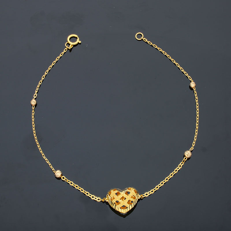 Gold Heart Shaped Bracelet 21KT - FKJBRL21KU6004