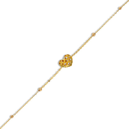 Gold Heart Shaped Bracelet 21KT - FKJBRL21KU6004