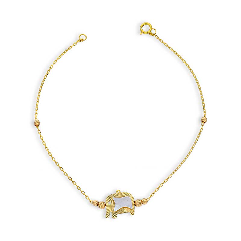 Gold Elephant Shaped Bracelet 21KT - FKJBRL21KU6027