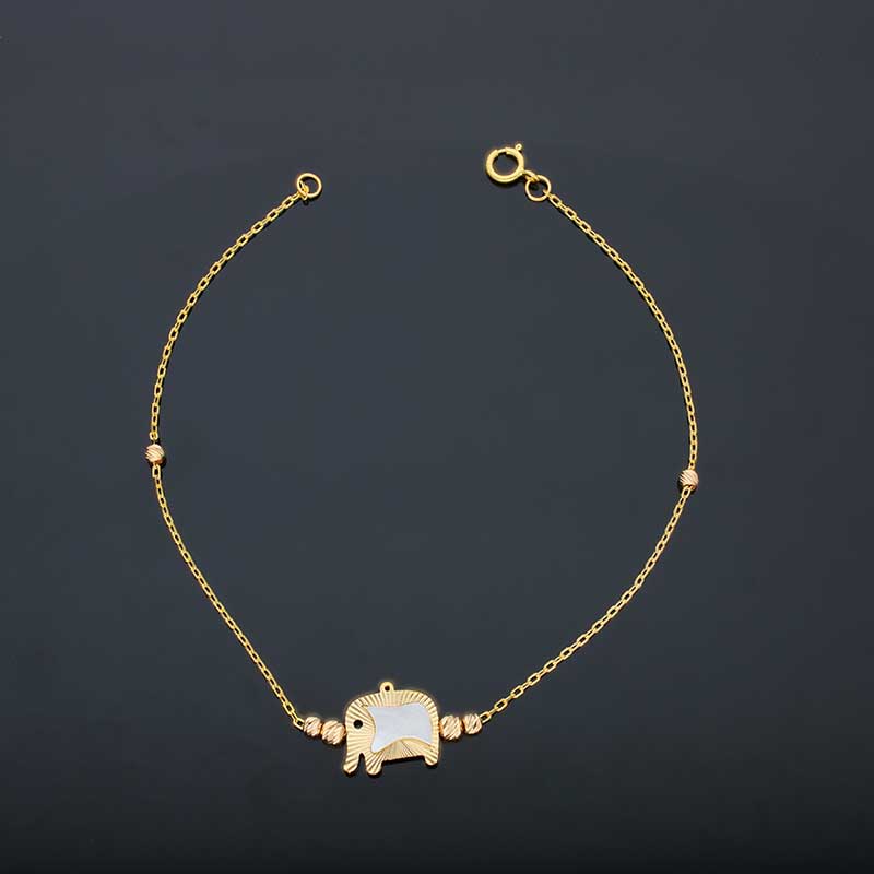 Gold Elephant Shaped Bracelet 21KT - FKJBRL21KU6027