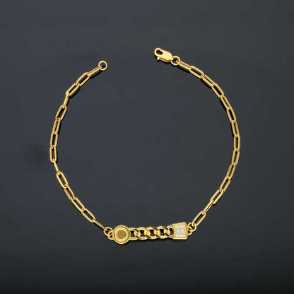 Gold Cable Link Bracelet 21KT - FKJBRL21KU6019