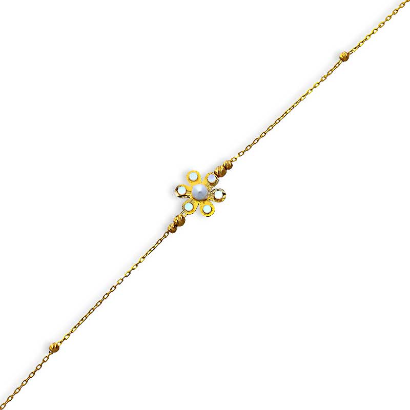 Gold Beads and Flowers Bracelet 21KT - FKJBRL21KU6024