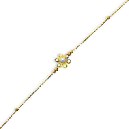 Gold Beads and Flowers Bracelet 21KT - FKJBRL21KU6024