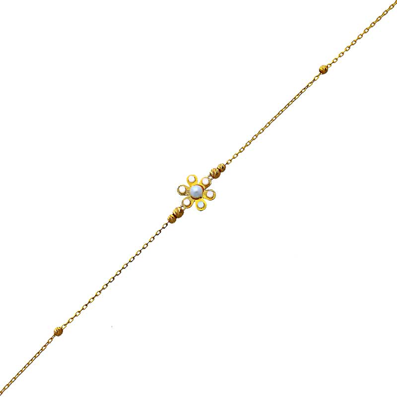 Gold Beads and Flowers Bracelet 21KT - FKJBRL21KU6025