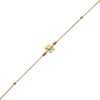 Gold Beads and Flowers Bracelet 21KT - FKJBRL21KU6025