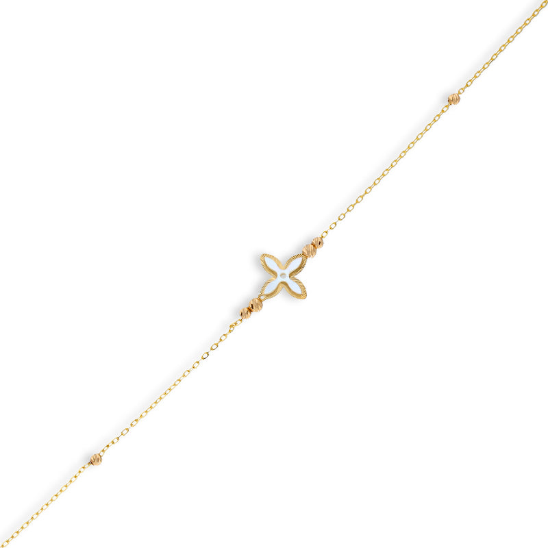 Gold Beads and Flowers Bracelet 21KT - FKJBRL21KU6034