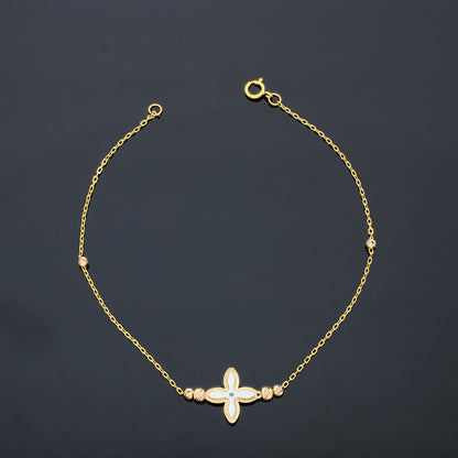 Gold Beads and Flowers Bracelet 21KT - FKJBRL21KU6034