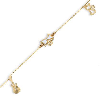Gold Kitty and Guitar Bracelet 21KT - FKJBRL21KU6054