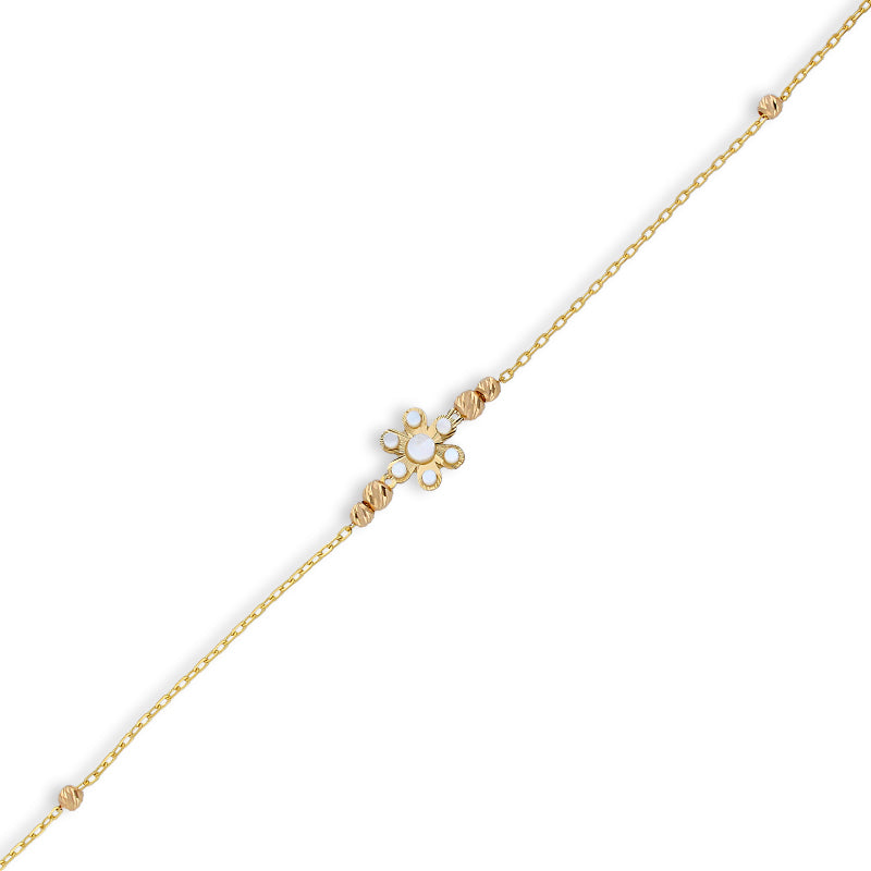 Gold Beads and Flowers Bracelet 21KT - FKJBRL21KU6046