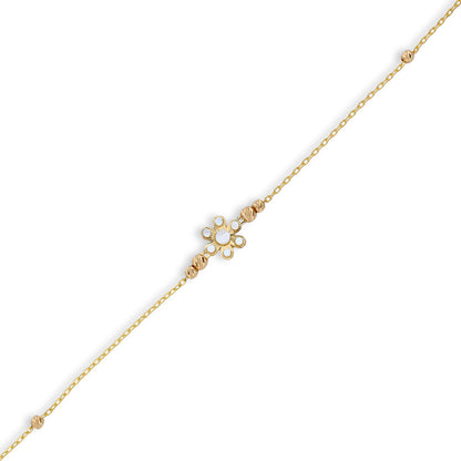 Gold Beads and Flowers Bracelet 21KT - FKJBRL21KU6046