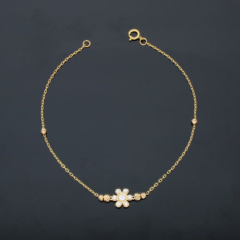 Gold Beads and Flowers Bracelet 21KT - FKJBRL21KU6046